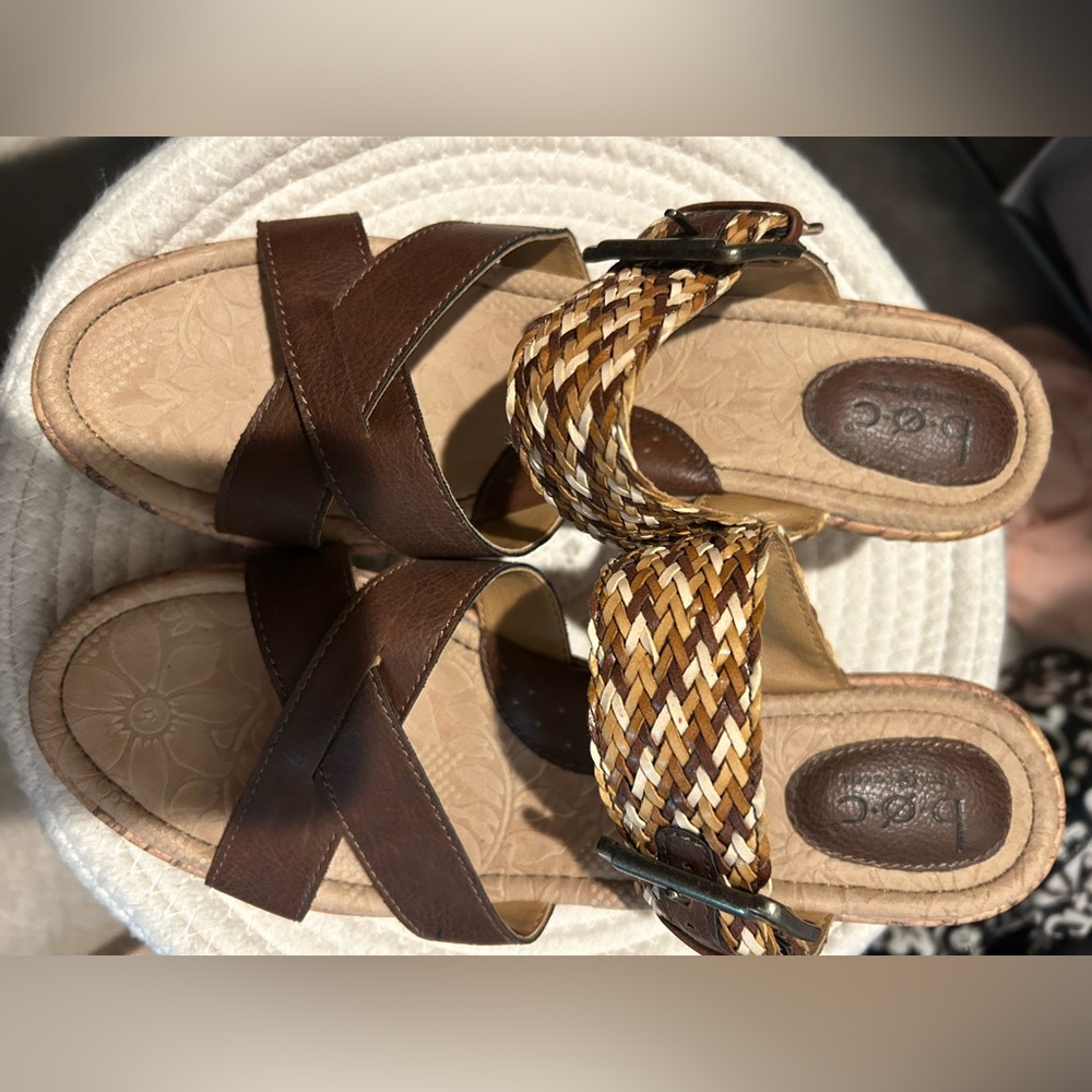 Women’s tan and brown braided wedge women’s size 10, like new